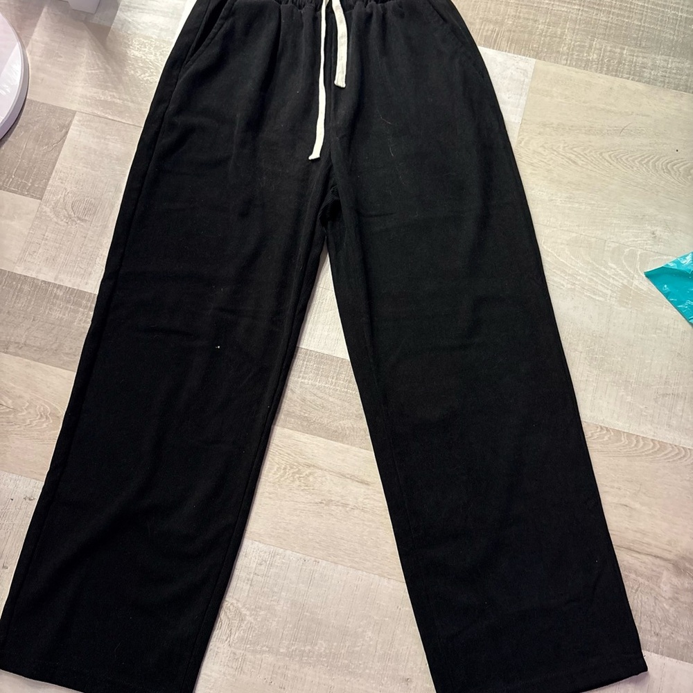 Black Lounge Pants with Drawstring